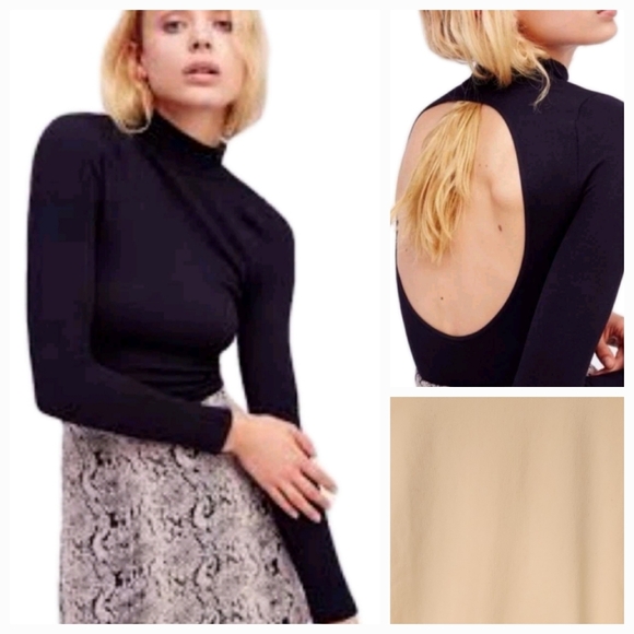 INTIMATELY By FP Mockneck Ls Top w/Back Cutout Nylon In Ivory Size M/L - Picture 1 of 12